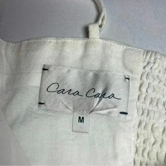 Cara Cara White Linen Crop Top M Maidstone Cami Strappy Tank Ruched Tie Sinched - Picture 11 of 15